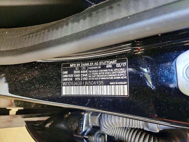 66649586 :رقم المزاد ، WDDSJ4GB1JN504135 vin ، 2018 Mercedes-benz Cla مزاد بيع
