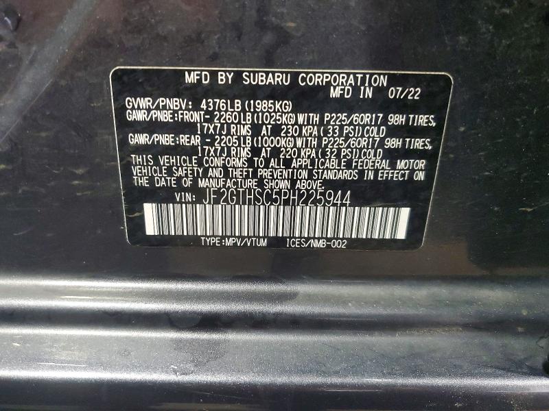 Aukcja sprzedaży 2023 Subaru Crosstrek, vin: JF2GTHSC5PH225944, numer aukcji: 65577696