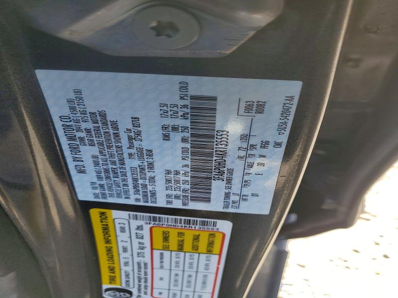 Aukcja sprzedaży 2019 Ford Fusion, vin: 3FA6P0HD4KR135553, numer aukcji: 63005626