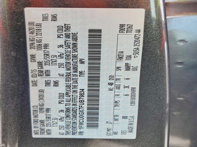 Aukcja sprzedaży 2015 Ford Escape, vin: 1FMCU0GX7FUB79834, numer aukcji: 64491596
