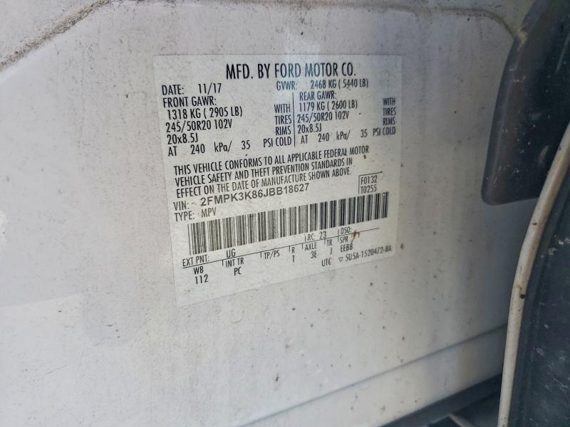 Aukcja sprzedaży 2018 Ford Edge, vin: 2FMPK3K86JBB18627, numer aukcji: 66721846