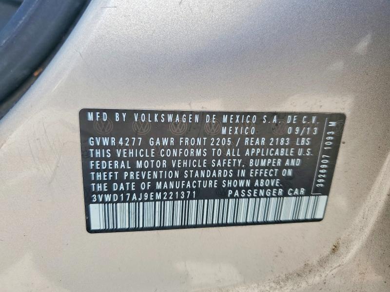 2014 Volkswagen Jetta მანქანა იყიდება აუქციონზე, vin: 3VWD17AJ9EM221371, აუქციონის ნომერი: 64325936