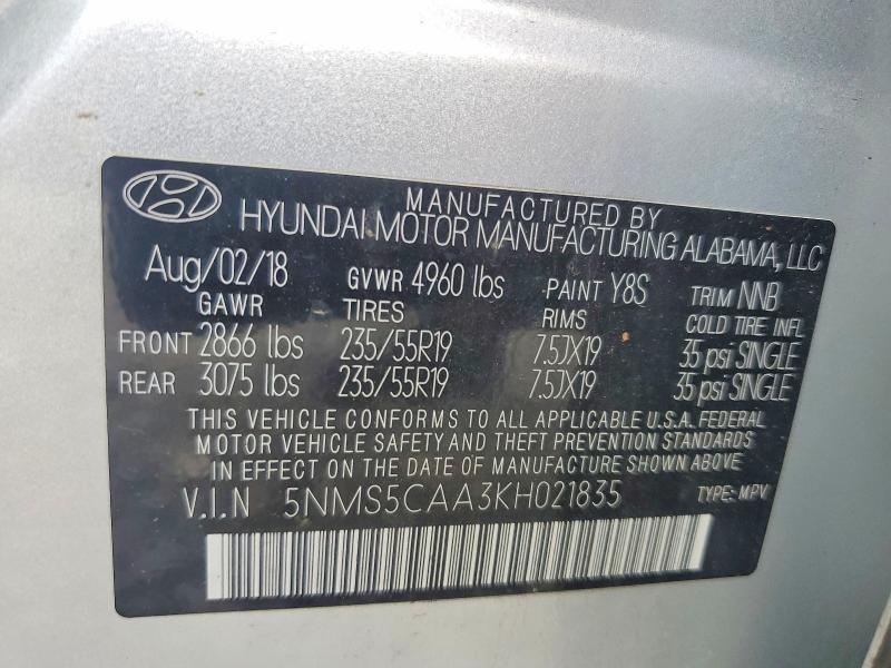 Aukcja sprzedaży 2019 Hyundai Santa Fe, vin: 5NMS5CAA3KH021835, numer aukcji: 66751216