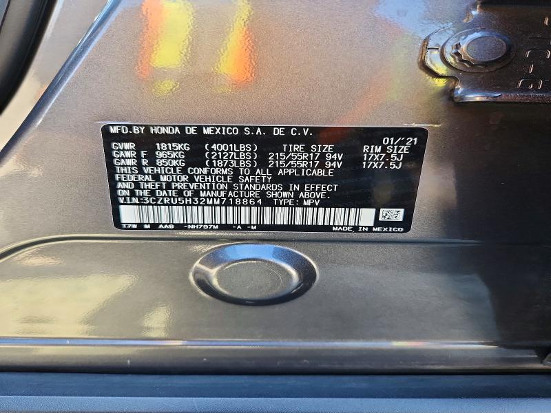 2021 Honda Hr-v მანქანა იყიდება აუქციონზე, vin: 3CZRU5H32MM718864, აუქციონის ნომერი: 65047576