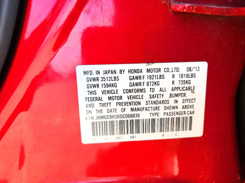 65831196 :رقم المزاد ، JHMGE8H36DC068836 vin ، 2013 Honda Fit مزاد بيع