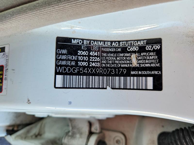 2009 Mercedes-benz C მანქანა იყიდება აუქციონზე, vin: WDDGF54XX9R073179, აუქციონის ნომერი: 64301426