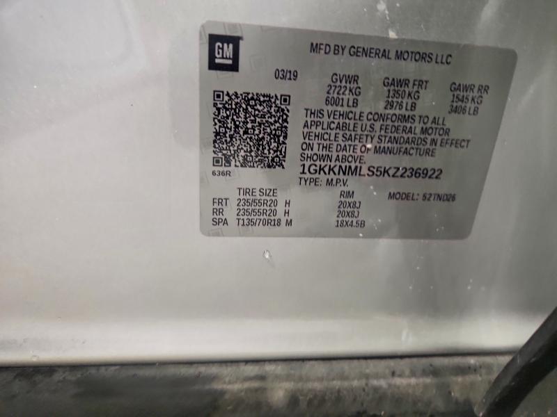 Aukcja sprzedaży 2019 Gmc Acadia, vin: 1GKKNMLS5KZ236922, numer aukcji: 63674806