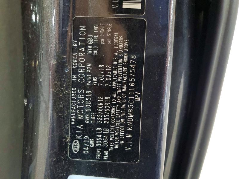 65312676 :رقم المزاد ، KNDMB5C11L6575478 vin ، 2020 Kia Sedona مزاد بيع
