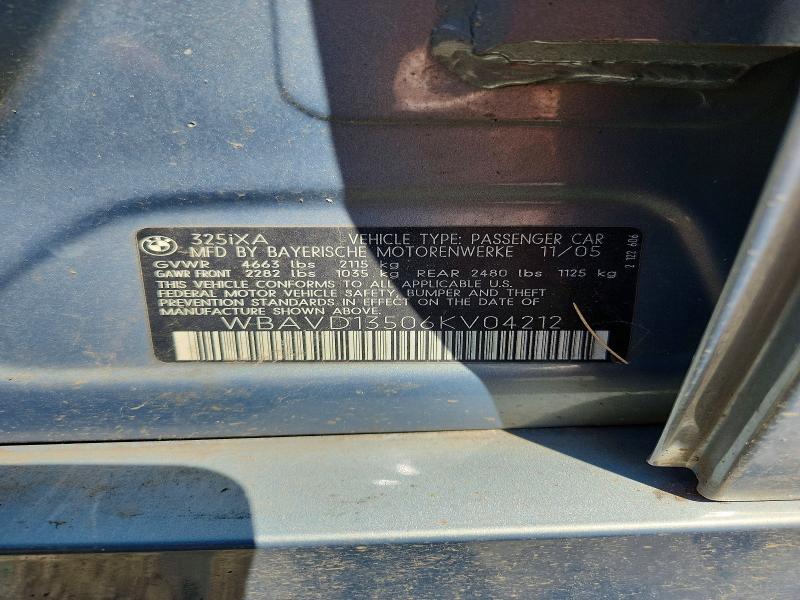 2006 Bmw 325 მანქანა იყიდება აუქციონზე, vin: WBAVD13506KV04212, აუქციონის ნომერი: 64192586