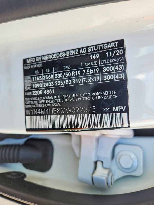 Aukcja sprzedaży 2021 Mercedes-benz Glb, vin: W1N4M4HB8MW092375, numer aukcji: 63718066