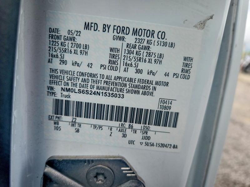 64197556 :رقم المزاد ، NM0LS6S24N1535033 vin ، 2022 Ford Transit Connect مزاد بيع