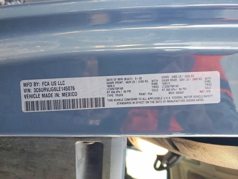 Продаж на аукціоні авто 2020 Ram Promaster 3500, vin: 3C6URVJG6LE145076, номер лоту: 65958156
