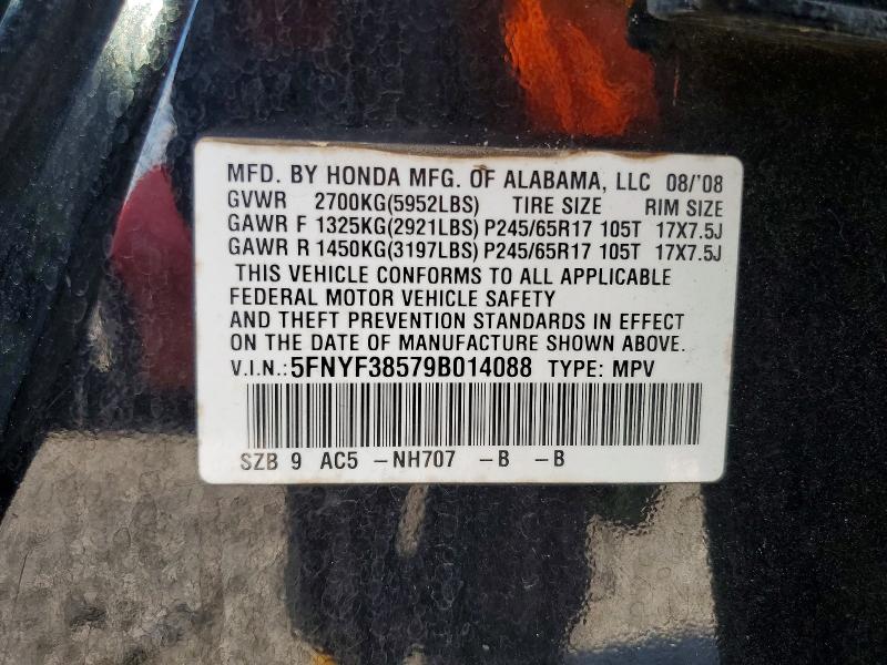 Продаж на аукціоні авто 2009 Honda Pilot, vin: 5FNYF38579B014088, номер лоту: 66335956