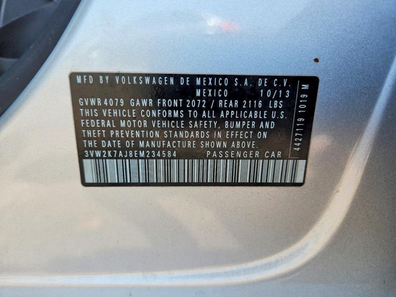 Продаж на аукціоні авто 2014 Volkswagen Jetta, vin: 3VW2K7AJ8EM234584, номер лоту: 65257696