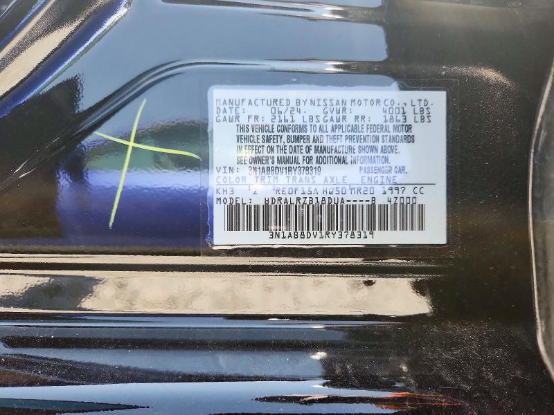 2024 Nissan Sentra მანქანა იყიდება აუქციონზე, vin: 3N1AB8DV1RY378319, აუქციონის ნომერი: 65854496