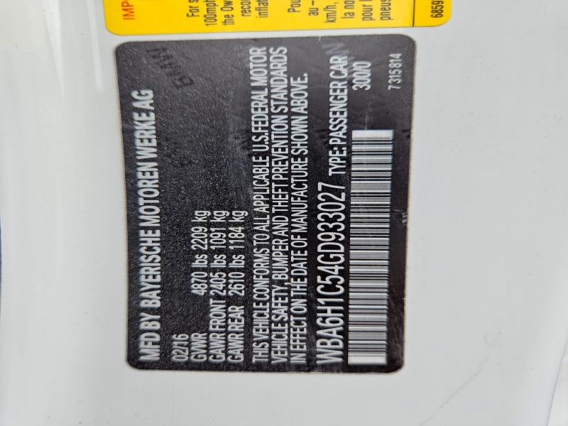 Aukcja sprzedaży 2016 Bmw 640, vin: WBA6H1C54GD933027, numer aukcji: 64274156