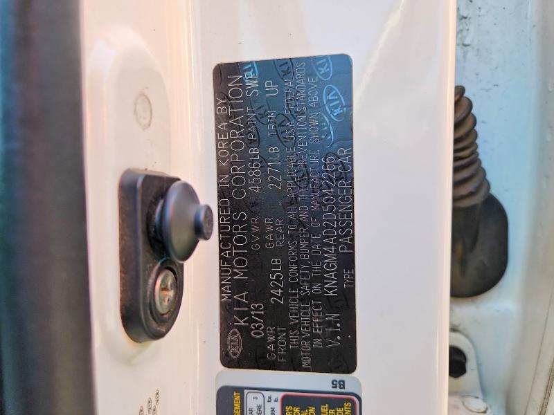 2013 Kia Optima მანქანა იყიდება აუქციონზე, vin: KNAGM4AD2D5042266, აუქციონის ნომერი: 66617836