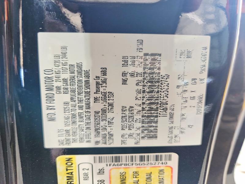 Продаж на аукціоні авто 2016 Ford Mustang, vin: 1FA6P8CF5G5252740, номер лоту: 64769136