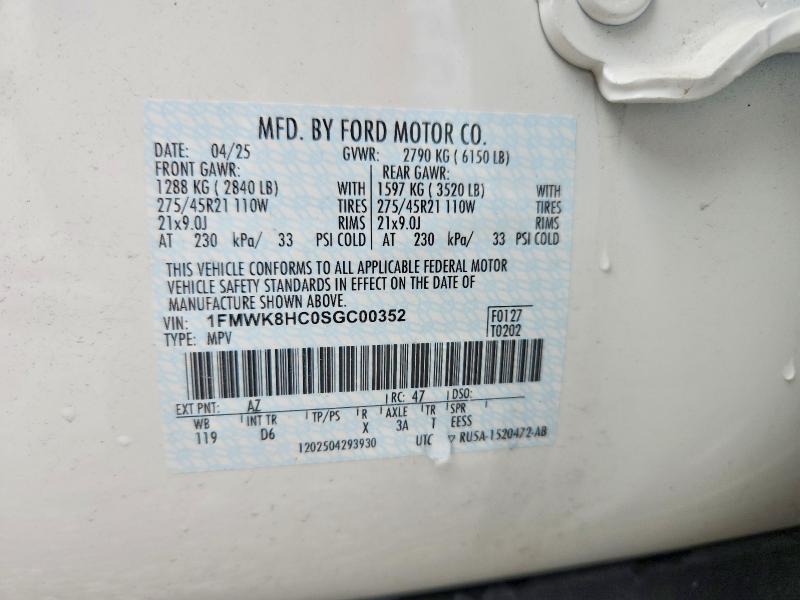 Aukcja sprzedaży 2025 Ford Explorer, vin: 1FMWK8HC0SGC00352, numer aukcji: 65308796