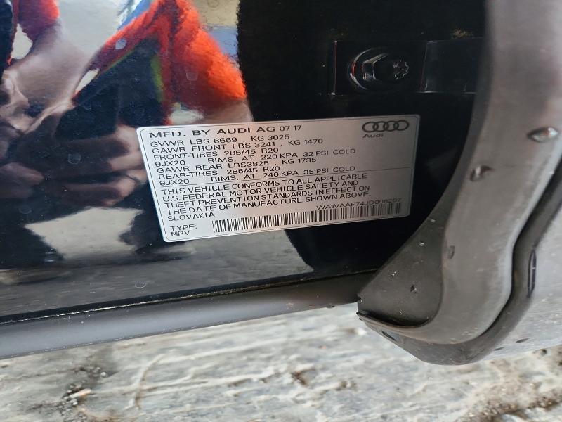 Продажа на аукционе авто 2018 Audi Q7, vin: WA1VAAF74JD006207, номер лота: 65364226