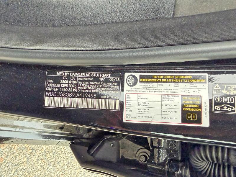 64704956 :رقم المزاد ، WDDUG8GB9JA419498 vin ، 2018 Mercedes-benz S مزاد بيع