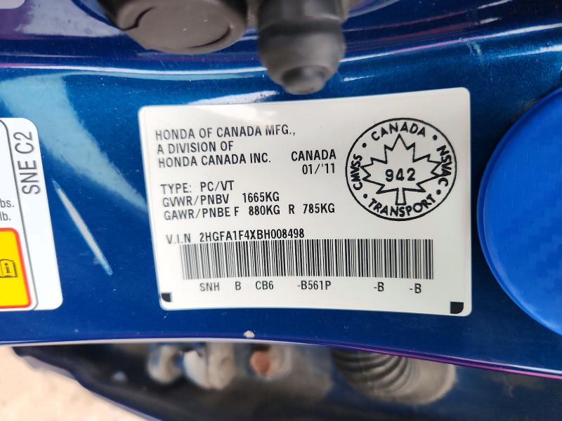 2011 Honda Civic მანქანა იყიდება აუქციონზე, vin: 2HGFA1F4XBH008498, აუქციონის ნომერი: 63949676