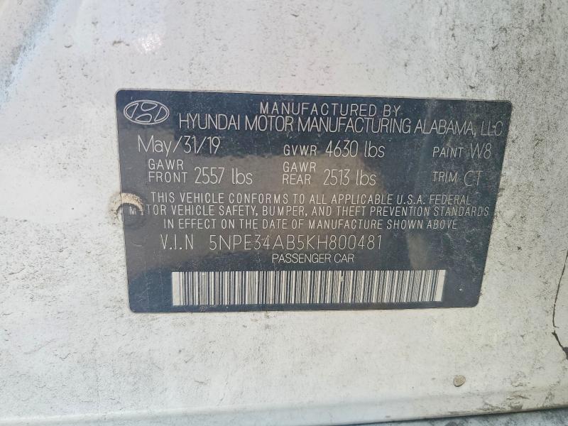 Продаж на аукціоні авто 2019 Hyundai Sonata, vin: 5NPE34AB5KH800481, номер лоту: 64852976