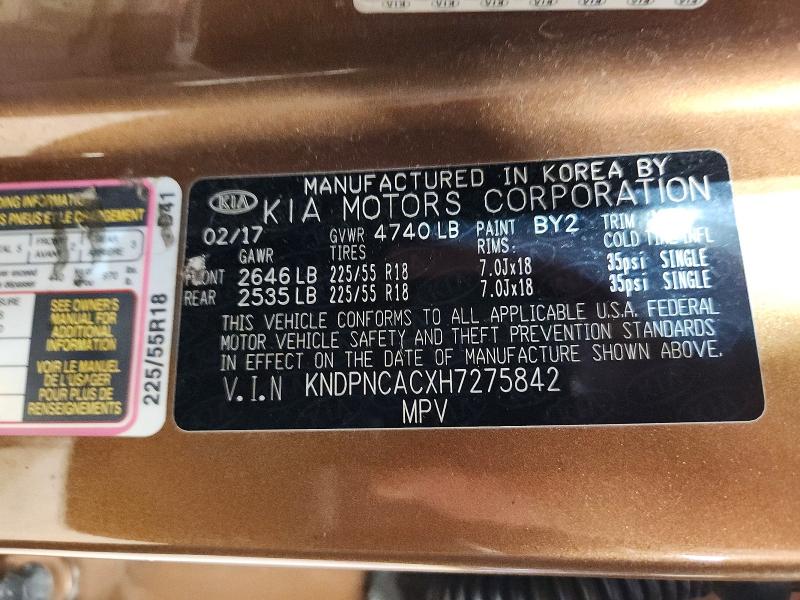 Продажа на аукционе авто 2017 Kia Sportage, vin: KNDPNCACXH7275842, номер лота: 64668526