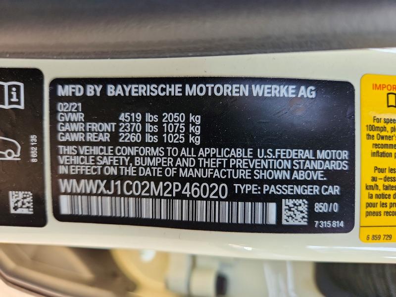 Aukcja sprzedaży 2021 Mini Cooper, vin: WMWXJ1C02M2P46020, numer aukcji: 63557396