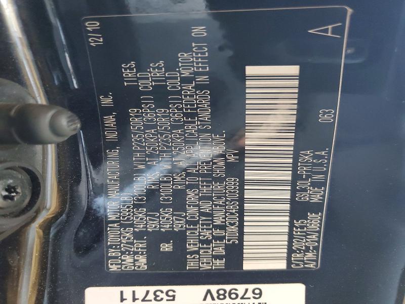 Продажа на аукционе авто 2011 Toyota Sienna, vin: 5TDXK3DC4BS103999, номер лота: 63038816