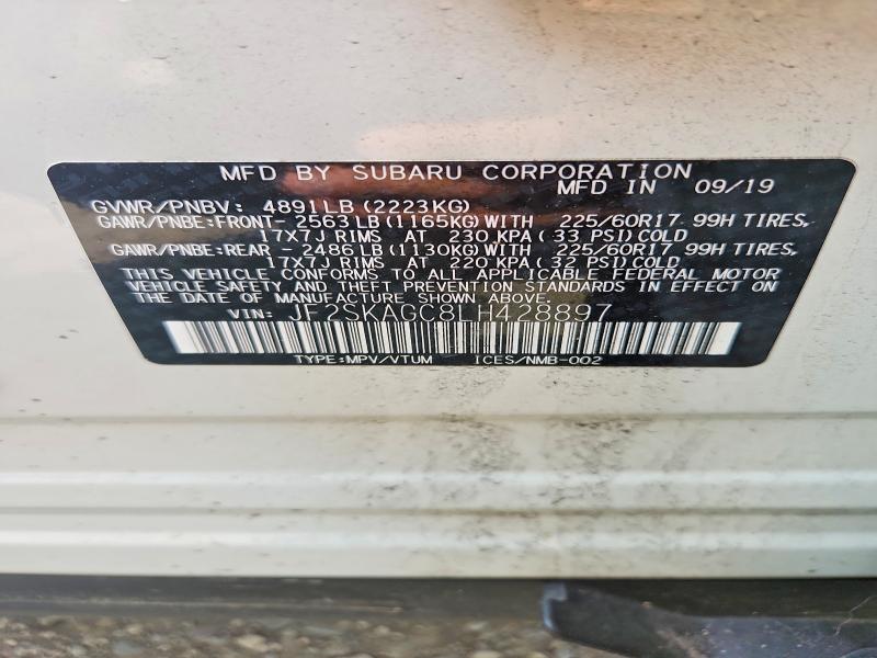64329886 :رقم المزاد ، JF2SKAGC8LH428897 vin ، 2020 Subaru Forester مزاد بيع