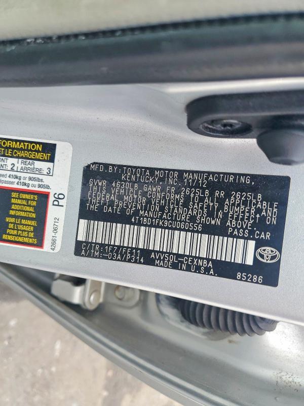Продажа на аукционе авто 2012 Toyota Camry Hybrid, vin: 4T1BD1FK9CU060556, номер лота: 63579576