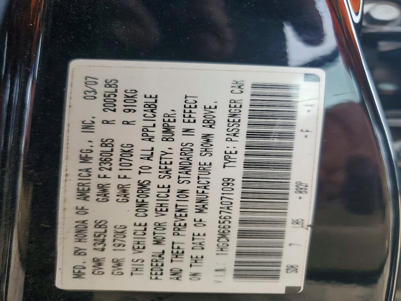 Продаж на аукціоні авто 2007 Honda Accord, vin: 1HGCM66567A071099, номер лоту: 63806246