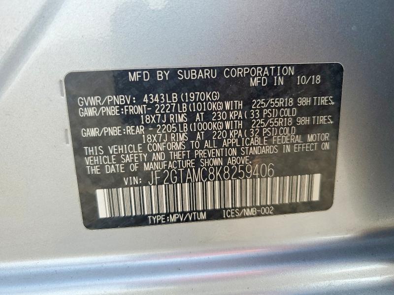 Продажа на аукционе авто 2019 Subaru Crosstrek, vin: JF2GTAMC8K8259406, номер лота: 64102336