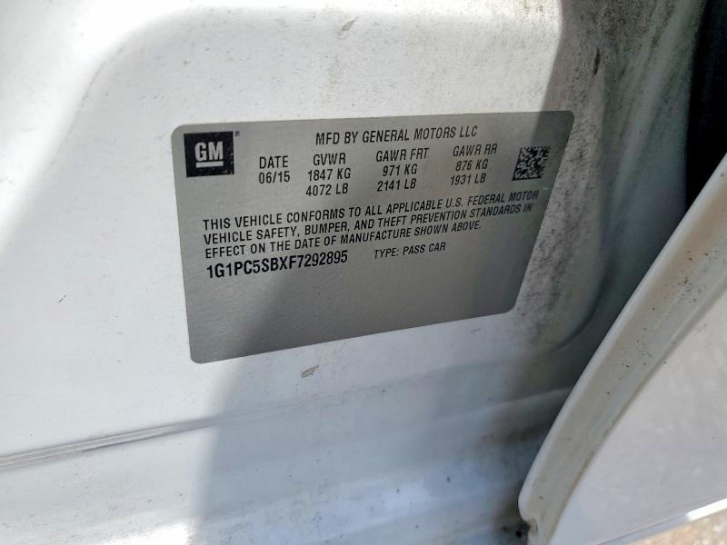 Продажа на аукционе авто 2015 Chevrolet Cruze, vin: 1G1PC5SBXF7292895, номер лота: 65039546