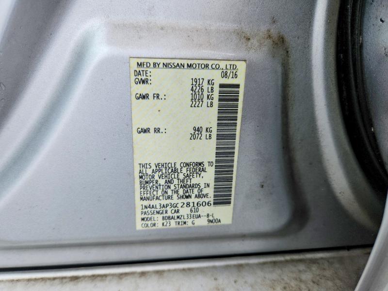 2016 Nissan Altima მანქანა იყიდება აუქციონზე, vin: 1N4AL3AP3GC281606, აუქციონის ნომერი: 63235846