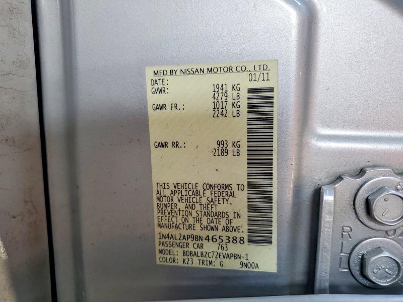 2011 Nissan Altima მანქანა იყიდება აუქციონზე, vin: 1N4AL2AP9BN465388, აუქციონის ნომერი: 64807276