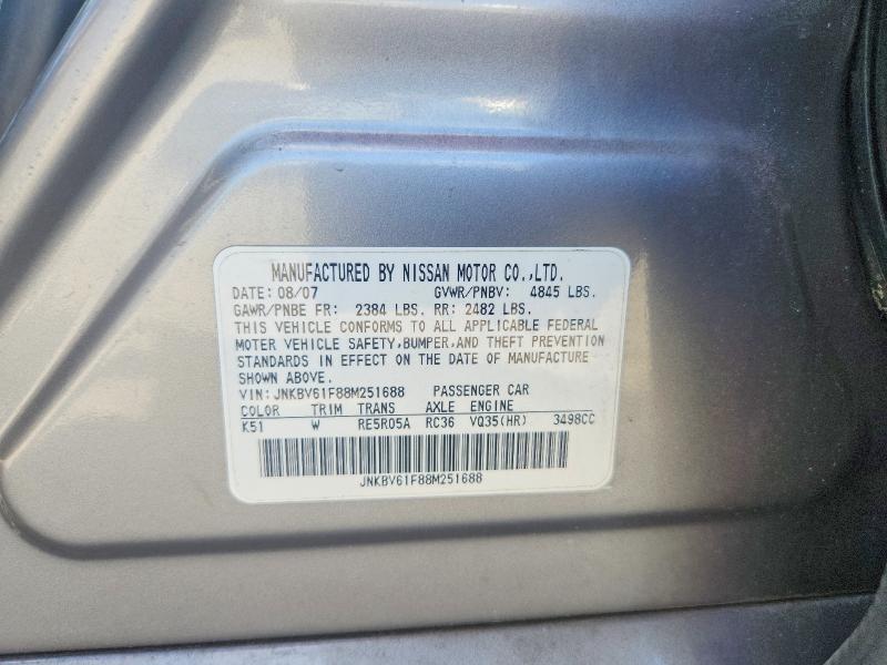 Продажа на аукционе авто 2008 Infiniti G35, vin: JNKBV61F88M251688, номер лота: 64916276