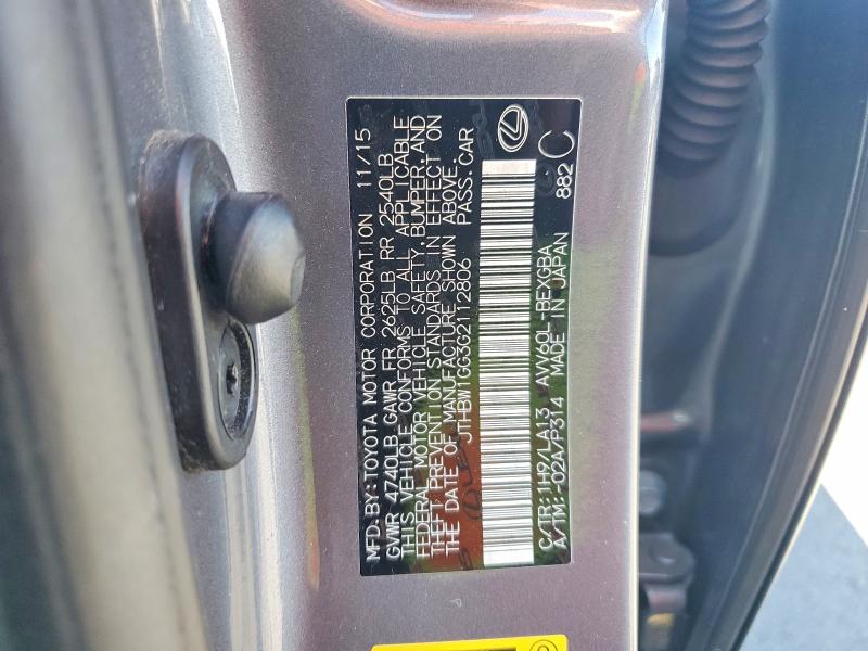 2016 Lexus Es მანქანა იყიდება აუქციონზე, vin: JTHBW1GG3G2112806, აუქციონის ნომერი: 64377586