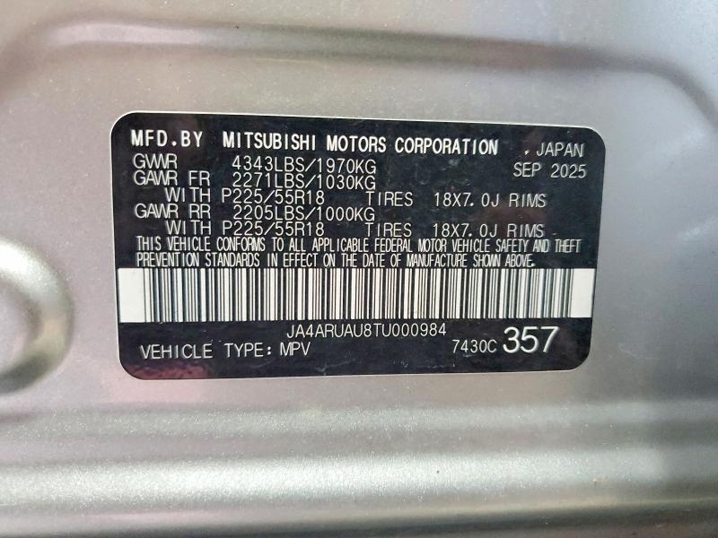 Продажа на аукционе авто 2026 Mitsubishi Outlander Sport, vin: JA4ARUAU8TU000984, номер лота: 65558736