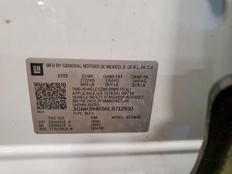 63877956 :رقم المزاد ، 3GNKBHRS6LS712930 vin ، 2020 Chevrolet Blazer مزاد بيع