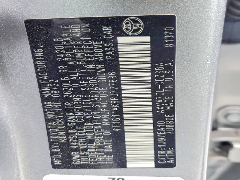 65162866 :رقم المزاد ، 4T1G11AK8PU727886 vin ، 2023 Toyota Camry مزاد بيع