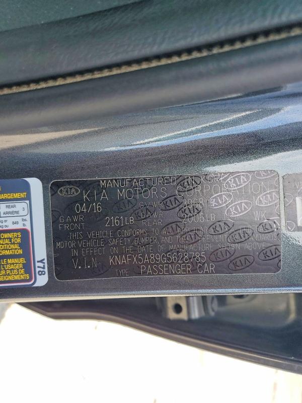 66927166 :رقم المزاد ، KNAFX5A89G5628785 vin ، 2016 Kia Forte مزاد بيع