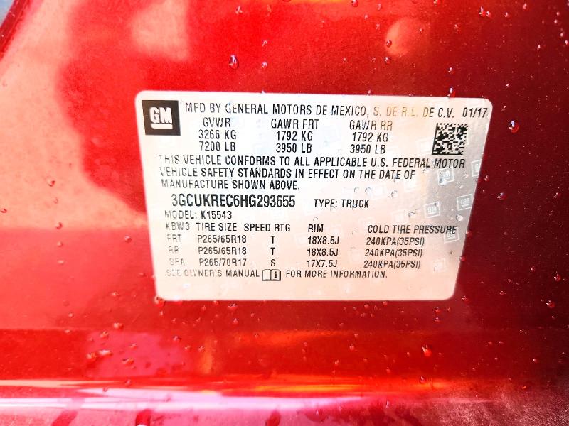 Продаж на аукціоні авто 2017 Chevrolet Silverado, vin: 3GCUKREC6HG293655, номер лоту: 63681896