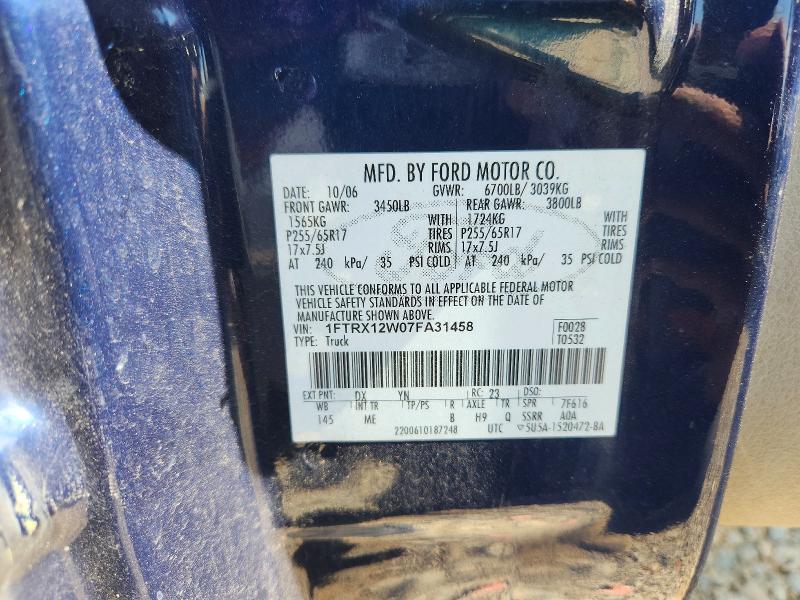 Aukcja sprzedaży 2007 Ford F150, vin: 1FTRX12W07FA31458, numer aukcji: 66368436