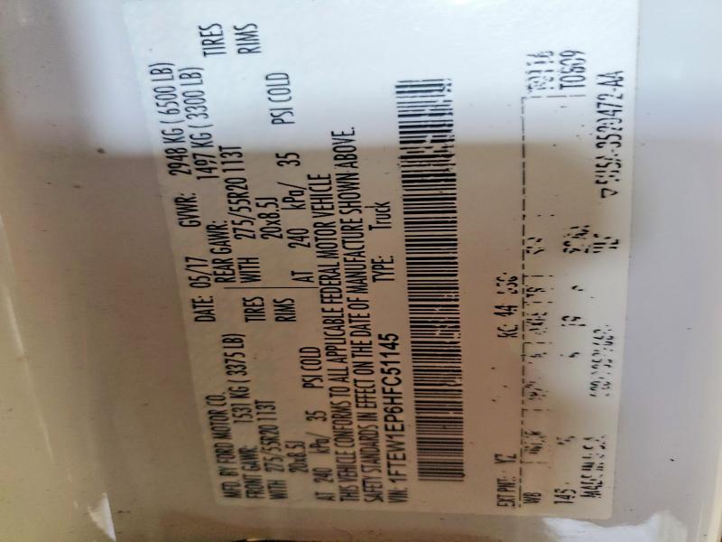 63362106 :رقم المزاد ، 1FTEW1EP6HFC51145 vin ، 2017 Ford F150 مزاد بيع