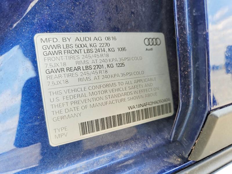 Aukcja sprzedaży 2017 Audi A4 Allroad, vin: WA18NAF42HA050404, numer aukcji: 62844036