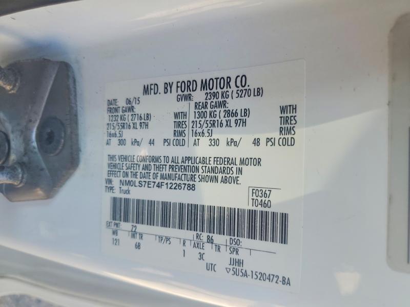 62432826 :رقم المزاد ، NM0LS7E74F1226788 vin ، 2015 Ford Transit Connect مزاد بيع