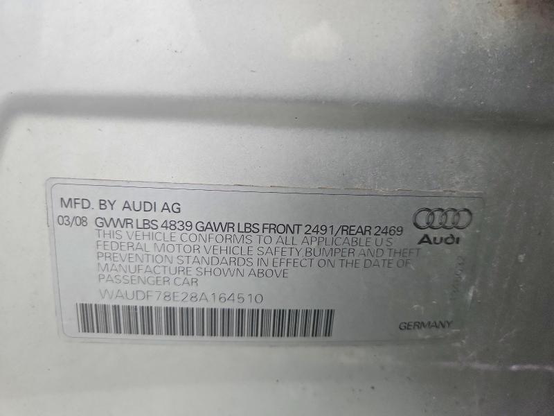 Aukcja sprzedaży 2008 Audi A4, vin: WAUDF78E28A164510, numer aukcji: 63486096