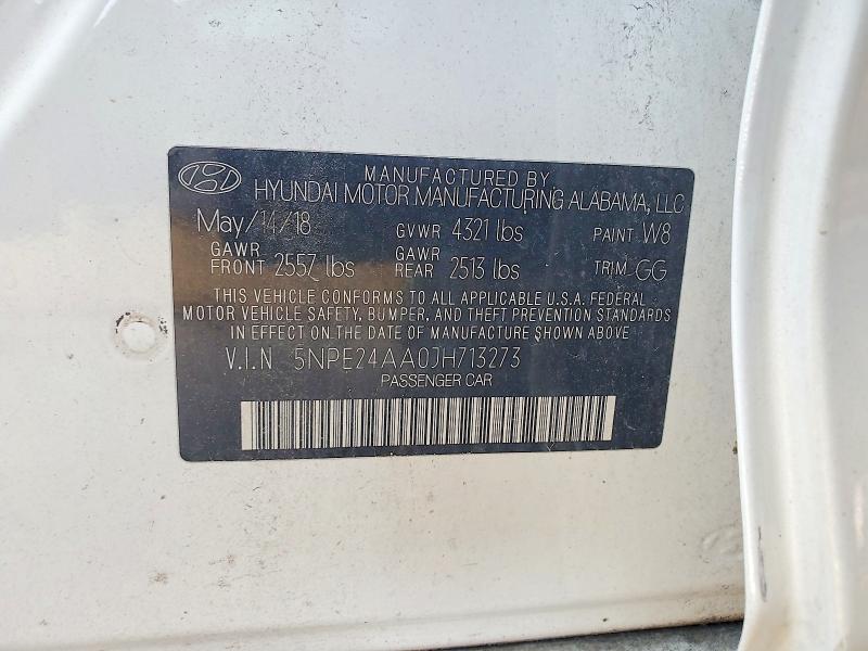 2018 Hyundai Sonata მანქანა იყიდება აუქციონზე, vin: 5NPE24AA0JH713273, აუქციონის ნომერი: 66307556